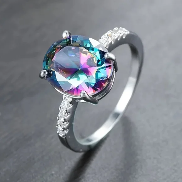 🎀925 Gradient Mystic Topaz Diamond Accent Ring - Picture 2 of 6
